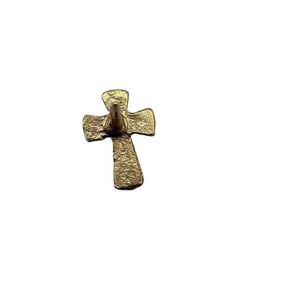 Vintage Pewter 3d Double Layer Cross Collectible Pin Religious Lapel Hat Jacket - Picture 2 of 3
